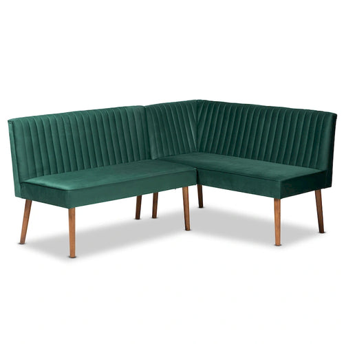 Alvis Mid-Century Velvet Dining Nook Banquette Set(2PC)