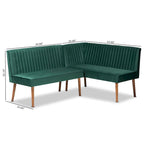 Alvis Mid-Century Velvet Dining Nook Banquette Set(2PC)