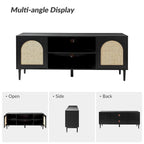 Uirico Modern Rattan TV Stand Entertainment Centers with Push-to-Open Doors by HULALA HOME