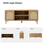 Uirico Modern Rattan TV Stand Entertainment Centers with Push-to-Open Doors by HULALA HOME