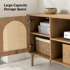 Uirico Modern Rattan TV Stand Entertainment Centers with Push-to-Open Doors by HULALA HOME