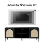 Uirico Modern Rattan TV Stand Entertainment Centers with Push-to-Open Doors by HULALA HOME