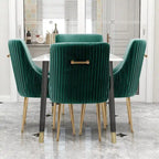 SEYNAR Modern Glam Boucle Pleated Velvet Dining Chair or Vanity Chair Set of 4 with Rear Handle