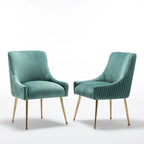 SEYNAR Modern Glam Boucle Pleated Velvet Dining Chair or Vanity Chair Set of 4 with Rear Handle