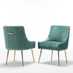 SEYNAR Modern Glam Boucle Pleated Velvet Dining Chair or Vanity Chair Set of 4 with Rear Handle