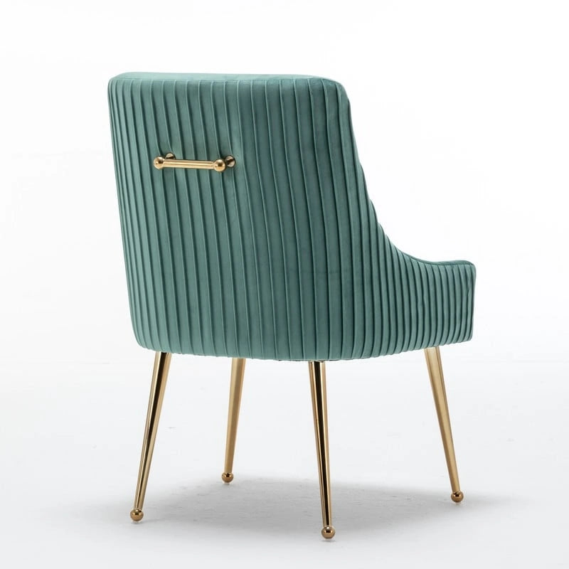 SEYNAR Modern Glam Boucle Pleated Velvet Dining Chair or Vanity Chair Set of 4 with Rear Handle