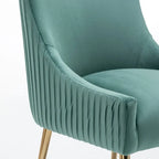 SEYNAR Modern Glam Boucle Pleated Velvet Dining Chair or Vanity Chair Set of 4 with Rear Handle