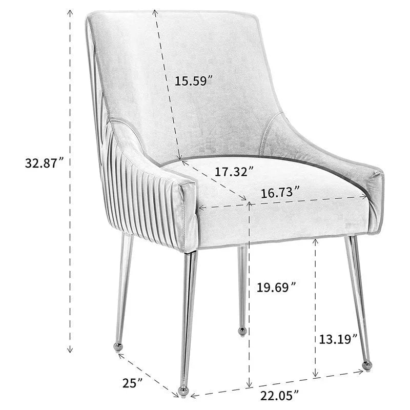 SEYNAR Modern Glam Boucle Pleated Velvet Dining Chair or Vanity Chair Set of 4 with Rear Handle