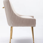 SEYNAR Modern Glam Boucle Pleated Velvet Dining Chair or Vanity Chair Set of 4 with Rear Handle