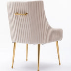 SEYNAR Modern Glam Boucle Pleated Velvet Dining Chair or Vanity Chair Set of 4 with Rear Handle