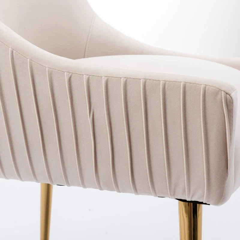 SEYNAR Modern Glam Boucle Pleated Velvet Dining Chair or Vanity Chair Set of 4 with Rear Handle