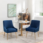 SEYNAR Modern Glam Boucle Pleated Velvet Dining Chair or Vanity Chair Set of 4 with Rear Handle