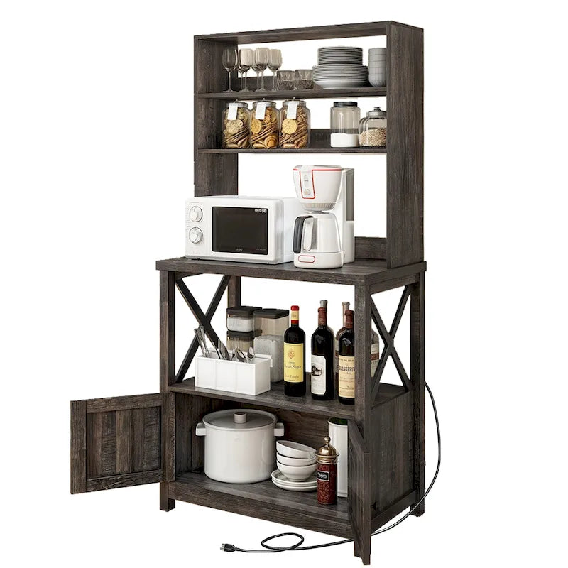Moasis 5 Tier Kitchen Bakers Rack with Storage Shelves Microwave Oven Stand Kitchen Shelf Organizer
