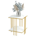 Marble Top Side Table 2 Tier Square Accent End Tables