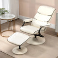HOMCOM Recliner Chair with Ottoman, Swivel PU Leather High Back Armchair w/ Footrest Stool, 135 Adjustable Backrest