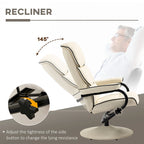 HOMCOM Recliner Chair with Ottoman, Swivel PU Leather High Back Armchair w/ Footrest Stool, 135 Adjustable Backrest