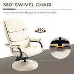 HOMCOM Recliner Chair with Ottoman, Swivel PU Leather High Back Armchair w/ Footrest Stool, 135 Adjustable Backrest