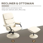 HOMCOM Recliner Chair with Ottoman, Swivel PU Leather High Back Armchair w/ Footrest Stool, 135 Adjustable Backrest