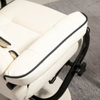 HOMCOM Recliner Chair with Ottoman, Swivel PU Leather High Back Armchair w/ Footrest Stool, 135 Adjustable Backrest