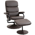 HOMCOM Recliner Chair with Ottoman, Swivel PU Leather High Back Armchair w/ Footrest Stool, 135 Adjustable Backrest