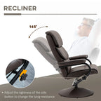 HOMCOM Recliner Chair with Ottoman, Swivel PU Leather High Back Armchair w/ Footrest Stool, 135 Adjustable Backrest