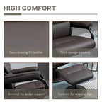 HOMCOM Recliner Chair with Ottoman, Swivel PU Leather High Back Armchair w/ Footrest Stool, 135 Adjustable Backrest