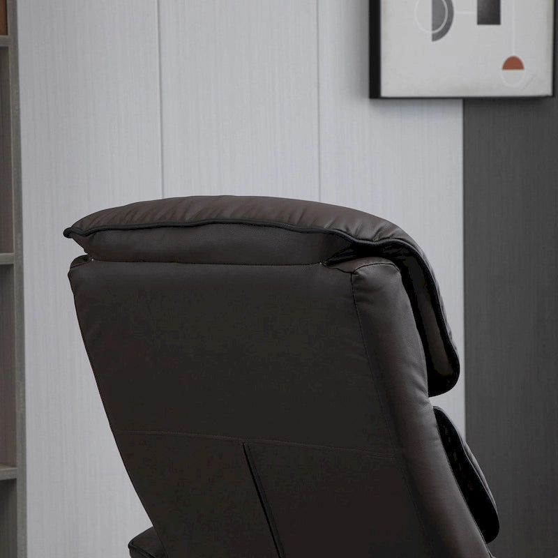 HOMCOM Recliner Chair with Ottoman, Swivel PU Leather High Back Armchair w/ Footrest Stool, 135 Adjustable Backrest