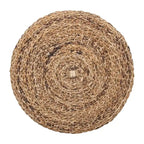 Hand-Woven Natural Abaca Wood Round Coffee Table Ottoman by East at Main