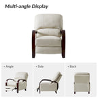 Alex Mid-century Modern Cigar Genuine Leather Manual Recliner with Wooden Curved Arms