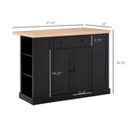HOMCOM Fluted-Style Wooden Kitchen Island, Countertop with Drop Leaf, Drawer, Open Shelves, Storage
