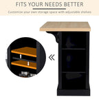 HOMCOM Fluted-Style Wooden Kitchen Island, Countertop with Drop Leaf, Drawer, Open Shelves, Storage