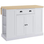 HOMCOM Fluted-Style Wooden Kitchen Island, Countertop with Drop Leaf, Drawer, Open Shelves, Storage