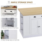 HOMCOM Fluted-Style Wooden Kitchen Island, Countertop with Drop Leaf, Drawer, Open Shelves, Storage