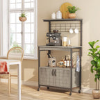 31.5 Microwave Stand with Storage Cabinet, Height-Adjustable Bakers Racks for Kitchen