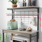 31.5 Microwave Stand with Storage Cabinet, Height-Adjustable Bakers Racks for Kitchen