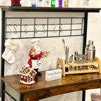 31.5 Microwave Stand with Storage Cabinet, Height-Adjustable Bakers Racks for Kitchen