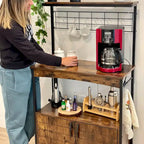 31.5 Microwave Stand with Storage Cabinet, Height-Adjustable Bakers Racks for Kitchen