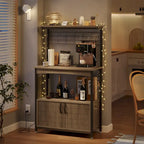 31.5 Microwave Stand with Storage Cabinet, Height-Adjustable Bakers Racks for Kitchen