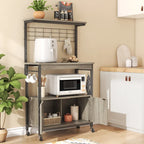 31.5 Microwave Stand with Storage Cabinet, Height-Adjustable Bakers Racks for Kitchen