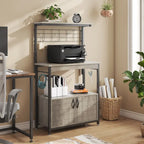 31.5 Microwave Stand with Storage Cabinet, Height-Adjustable Bakers Racks for Kitchen
