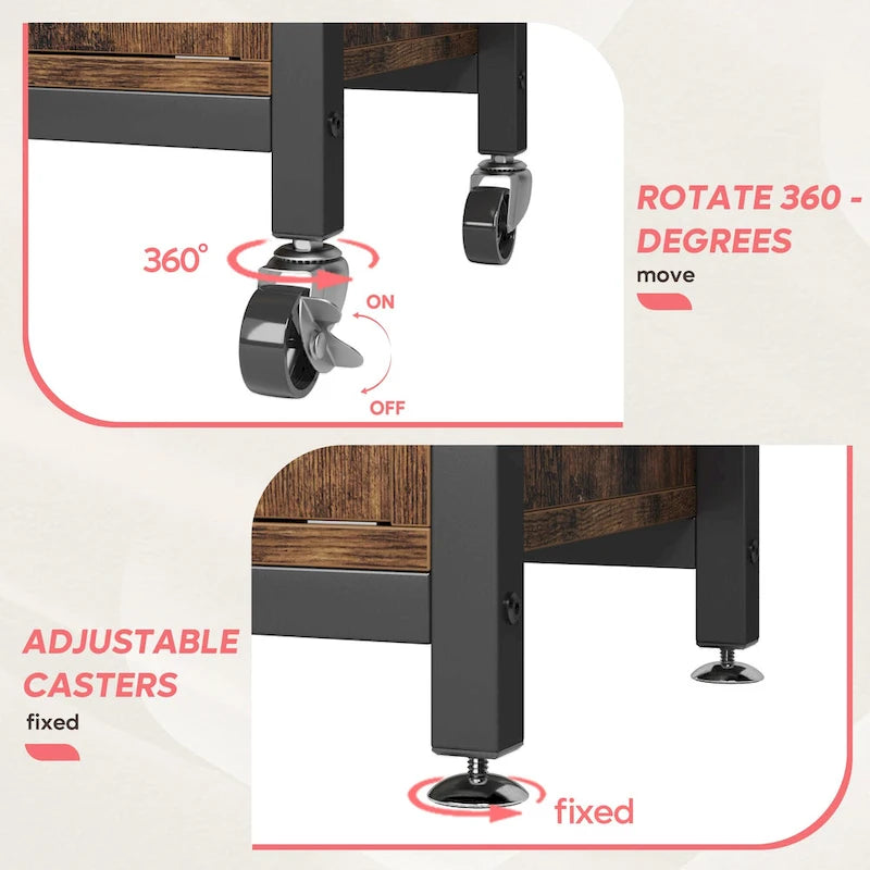31.5 Microwave Stand with Storage Cabinet, Height-Adjustable Bakers Racks for Kitchen