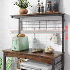 31.5 Microwave Stand with Storage Cabinet, Height-Adjustable Bakers Racks for Kitchen
