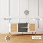 Nathan James Mina Modern TV Stand Entertainment Cabinet Media Console Oak Wood and Black Accents w/ Storage Doors