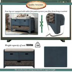 Storage Bench with Removable Basket and 2 Drawers, Fully Assembled Shoe Bench with Removable Cushion - 32 L x 11.8 W x 20 H