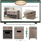 Storage Bench with Removable Basket and 2 Drawers, Fully Assembled Shoe Bench with Removable Cushion - 32 L x 11.8 W x 20 H