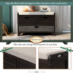 Storage Bench with Removable Basket and 2 Drawers, Fully Assembled Shoe Bench with Removable Cushion - 32 L x 11.8 W x 20 H
