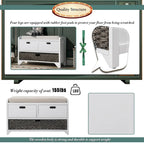 Storage Bench with Removable Basket and 2 Drawers, Fully Assembled Shoe Bench with Removable Cushion - 32 L x 11.8 W x 20 H
