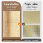 Boho Natural Rattan Nightstand with Drawer Set of 2