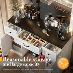 43.3 Wide Makeup Vanity Dressing Table with Adjustable Lighted Mirror and Stool, Power Outlet
