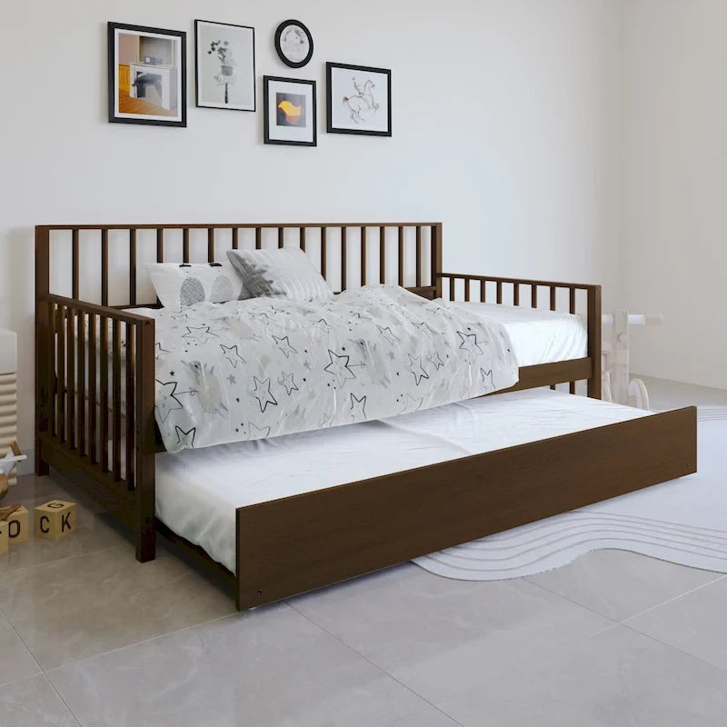 CraftPorch Classic Wooden Twin Size Daybed With Trundle